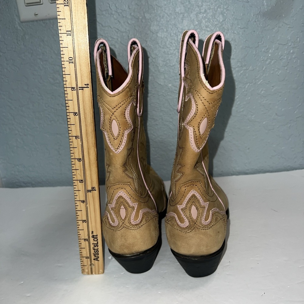 Masterson Boot Company RB7472 Women's Leather Cowboy Tan/Pink‎ Boots Size 7 - Picture 4 of 10